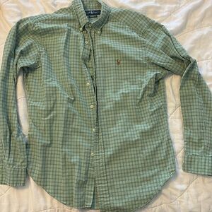Medium Plaid Green Blue White classic fit Polo by Ralph Lauren button down